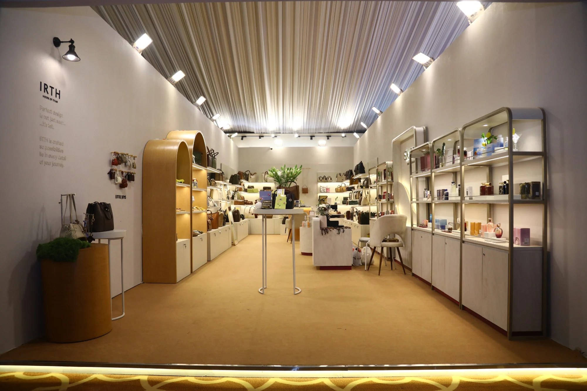 A carefully lit House of Titan exhibition interior