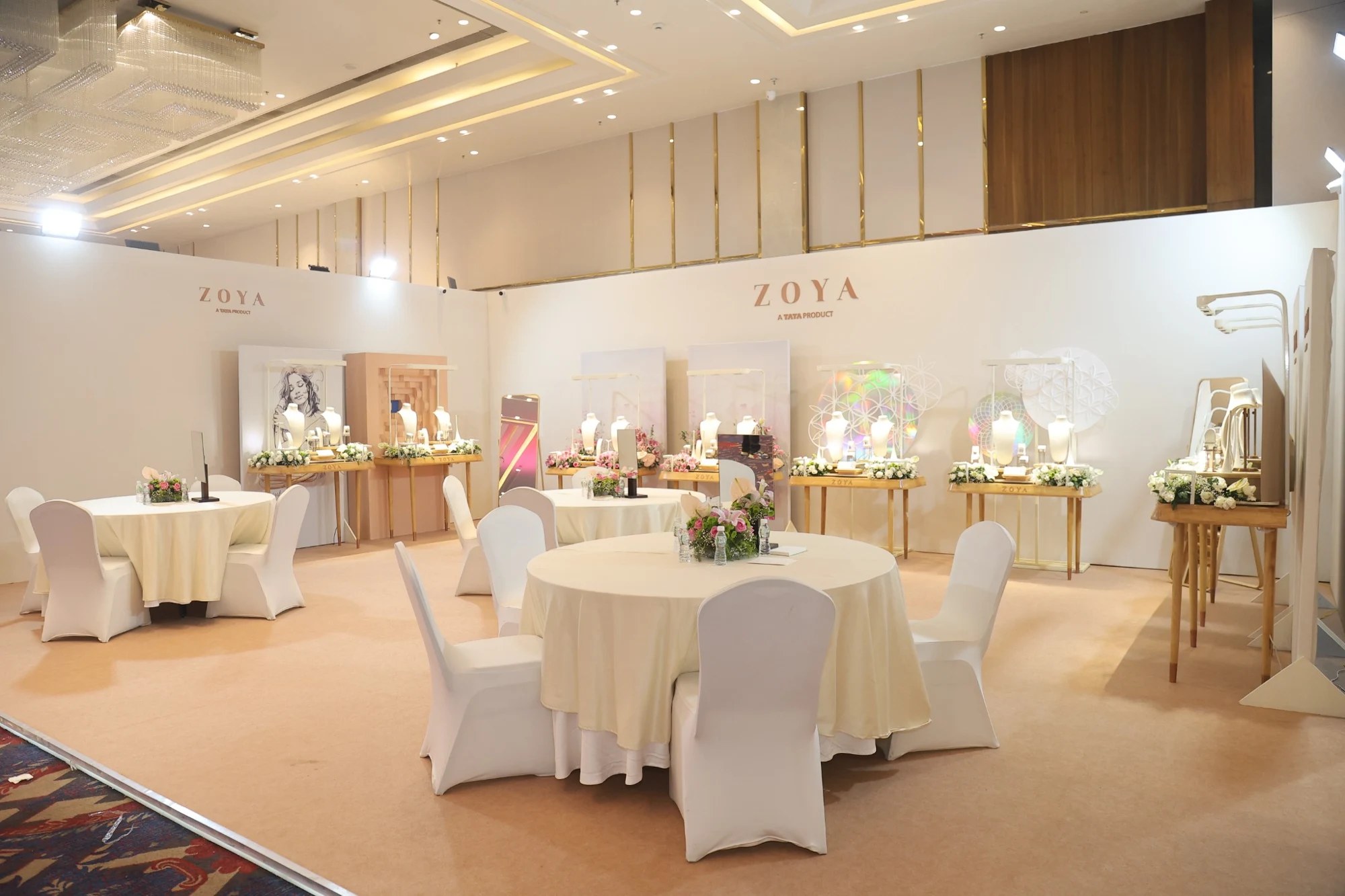 An ivory and gold Zoya jewellery exhibition